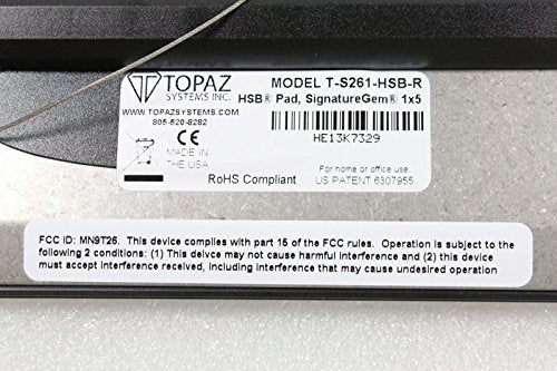 Topaz Signaturegem 1-Inch X 5-Inch T-S261-Hsb-R USB Electronic Signature Pad (Renewed)