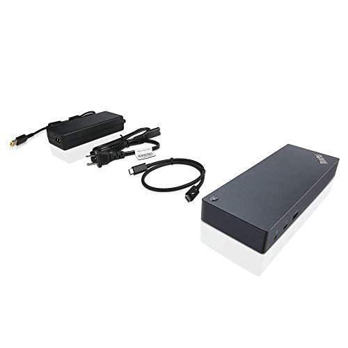 RENEWED Lenovo ThinkPad Thunderbolt 3 Dock – 40AC0135US, 135W Power Adapter, Dual 4K Display Support, USB-C, HDMI, DisplayPort – Universal Docking Station