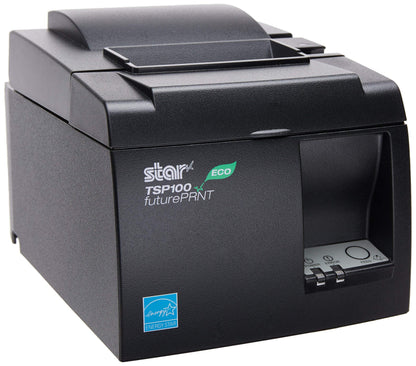Renewed Star MicronicsTSP143IIU US ECO - Thermal Receipt Printer - Cutter - USB - Gray - Internal Power Supply and Cable Included (Renewed)