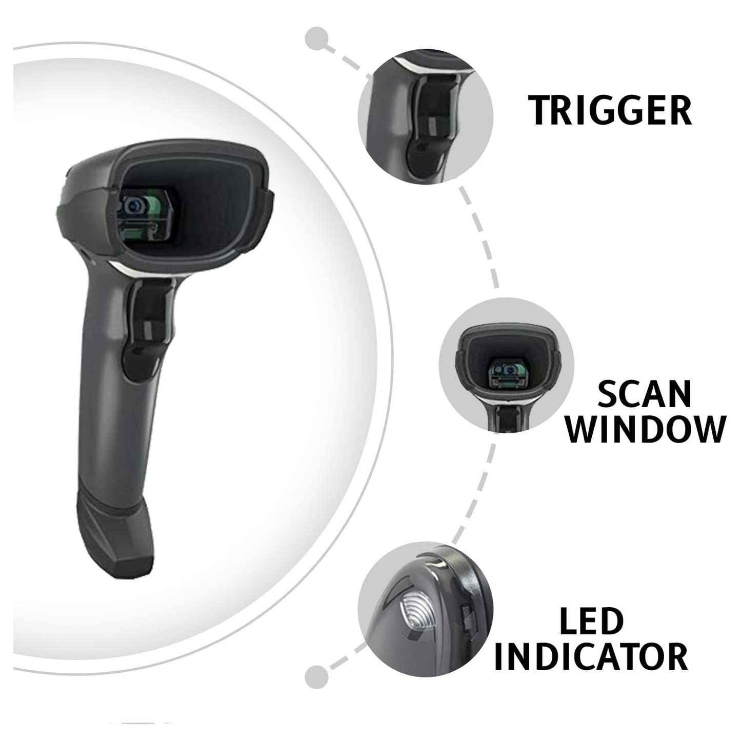 Renewed Zebra DS4608-SR Standard Range 1D 2D Handheld Barcode Scanner QR Wired USB Imager Black Corded Screen Code Reader for POS System - JTTANDS (Renewed)